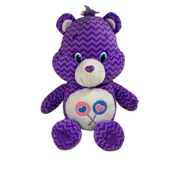 Care Bears Share Bear Plush 20" Purple Lollipop Hearts Stuffed Animal Toy - Picture 1 of 7